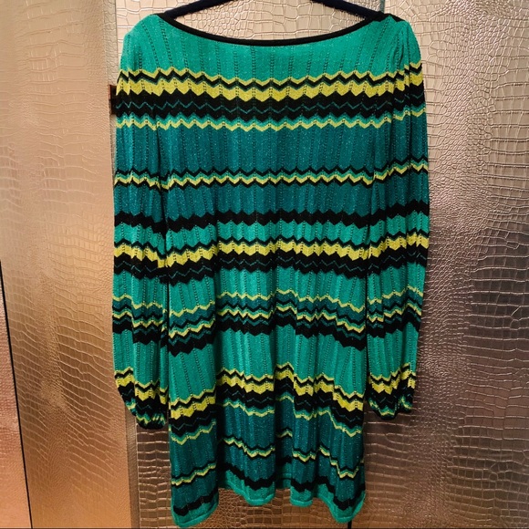 BEBE Green Gold Black Metallic Knit Mini Dress M - Picture 5 of 8